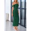 imagePRETTYGARDEN Womens Summer Off The Shoulder Dress Ruched Bodycon Sleeveless Split Cocktail Party Maxi DressesDark Green