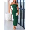 imagePRETTYGARDEN Womens Summer Off The Shoulder Dress Ruched Bodycon Sleeveless Split Cocktail Party Maxi DressesDark Green