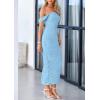 imagePRETTYGARDEN Womens Summer Off The Shoulder Dress Ruched Bodycon Sleeveless Split Cocktail Party Maxi DressesLight Blue