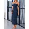 imagePRETTYGARDEN Womens Summer Off The Shoulder Dress Ruched Bodycon Sleeveless Split Cocktail Party Maxi DressesNavy