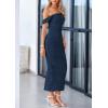 imagePRETTYGARDEN Womens Summer Off The Shoulder Dress Ruched Bodycon Sleeveless Split Cocktail Party Maxi DressesNavy