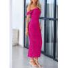 imagePRETTYGARDEN Womens Summer Off The Shoulder Dress Ruched Bodycon Sleeveless Split Cocktail Party Maxi DressesRose Red