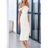 imagePRETTYGARDEN Womens Summer Off The Shoulder Dress Ruched Bodycon Sleeveless Split Cocktail Party Maxi DressesWhite