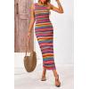 imagePRETTYGARDEN Womens Summer Sleeveless Tank Dress Crew Neck Striped Side Slit Bodycon Casual Maxi DressesArmy Green