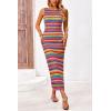 imagePRETTYGARDEN Womens Summer Sleeveless Tank Dress Crew Neck Striped Side Slit Bodycon Casual Maxi DressesArmy Green