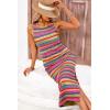 imagePRETTYGARDEN Womens Summer Sleeveless Tank Dress Crew Neck Striped Side Slit Bodycon Casual Maxi DressesArmy Green