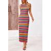 imagePRETTYGARDEN Womens Summer Sleeveless Tank Dress Crew Neck Striped Side Slit Bodycon Casual Maxi DressesArmy Green