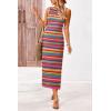 imagePRETTYGARDEN Womens Summer Sleeveless Tank Dress Crew Neck Striped Side Slit Bodycon Casual Maxi DressesArmy Green