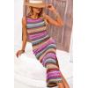 imagePRETTYGARDEN Womens Summer Sleeveless Tank Dress Crew Neck Striped Side Slit Bodycon Casual Maxi DressesBrown Red