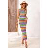 imagePRETTYGARDEN Womens Summer Sleeveless Tank Dress Crew Neck Striped Side Slit Bodycon Casual Maxi DressesGreen