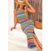 imagePRETTYGARDEN Womens Summer Sleeveless Tank Dress Crew Neck Striped Side Slit Bodycon Casual Maxi DressesGreen