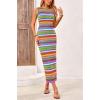 imagePRETTYGARDEN Womens Summer Sleeveless Tank Dress Crew Neck Striped Side Slit Bodycon Casual Maxi DressesGreen