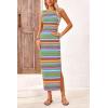 imagePRETTYGARDEN Womens Summer Sleeveless Tank Dress Crew Neck Striped Side Slit Bodycon Casual Maxi DressesGreen