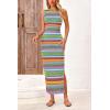 imagePRETTYGARDEN Womens Summer Sleeveless Tank Dress Crew Neck Striped Side Slit Bodycon Casual Maxi DressesGreen