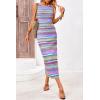 imagePRETTYGARDEN Womens Summer Sleeveless Tank Dress Crew Neck Striped Side Slit Bodycon Casual Maxi DressesLight Blue