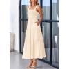 imagePRETTYGARDEN Womens Summer Smocked Midi Dress Ruffle A Line Long Flowy Dresses Cute Sleeveless Beach SundressApricot