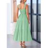 imagePRETTYGARDEN Womens Summer Smocked Midi Dress Ruffle A Line Long Flowy Dresses Cute Sleeveless Beach SundressBean Green