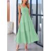 imagePRETTYGARDEN Womens Summer Smocked Midi Dress Ruffle A Line Long Flowy Dresses Cute Sleeveless Beach SundressBean Green