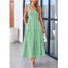 imagePRETTYGARDEN Womens Summer Smocked Midi Dress Ruffle A Line Long Flowy Dresses Cute Sleeveless Beach SundressBean Green