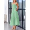 imagePRETTYGARDEN Womens Summer Smocked Midi Dress Ruffle A Line Long Flowy Dresses Cute Sleeveless Beach SundressBean Green