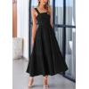 imagePRETTYGARDEN Womens Summer Smocked Midi Dress Ruffle A Line Long Flowy Dresses Cute Sleeveless Beach SundressBlack