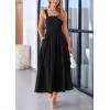 imagePRETTYGARDEN Womens Summer Smocked Midi Dress Ruffle A Line Long Flowy Dresses Cute Sleeveless Beach SundressBlack