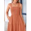 imagePRETTYGARDEN Womens Summer Smocked Midi Dress Ruffle A Line Long Flowy Dresses Cute Sleeveless Beach SundressBrown Orange