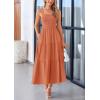 imagePRETTYGARDEN Womens Summer Smocked Midi Dress Ruffle A Line Long Flowy Dresses Cute Sleeveless Beach SundressBrown Orange