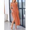 imagePRETTYGARDEN Womens Summer Smocked Midi Dress Ruffle A Line Long Flowy Dresses Cute Sleeveless Beach SundressBrown Orange