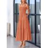 imagePRETTYGARDEN Womens Summer Smocked Midi Dress Ruffle A Line Long Flowy Dresses Cute Sleeveless Beach SundressBrown Orange
