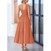 imagePRETTYGARDEN Womens Summer Smocked Midi Dress Ruffle A Line Long Flowy Dresses Cute Sleeveless Beach SundressBrown Orange