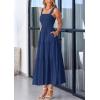 imagePRETTYGARDEN Womens Summer Smocked Midi Dress Ruffle A Line Long Flowy Dresses Cute Sleeveless Beach SundressDark Blue