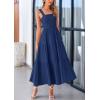 imagePRETTYGARDEN Womens Summer Smocked Midi Dress Ruffle A Line Long Flowy Dresses Cute Sleeveless Beach SundressDark Blue