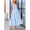 imagePRETTYGARDEN Womens Summer Smocked Midi Dress Ruffle A Line Long Flowy Dresses Cute Sleeveless Beach SundressLight Blue