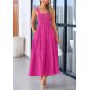 imagePRETTYGARDEN Womens Summer Smocked Midi Dress Ruffle A Line Long Flowy Dresses Cute Sleeveless Beach SundressRose Red