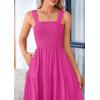 imagePRETTYGARDEN Womens Summer Smocked Midi Dress Ruffle A Line Long Flowy Dresses Cute Sleeveless Beach SundressRose Red