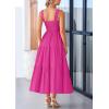 imagePRETTYGARDEN Womens Summer Smocked Midi Dress Ruffle A Line Long Flowy Dresses Cute Sleeveless Beach SundressRose Red