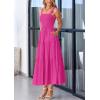 imagePRETTYGARDEN Womens Summer Smocked Midi Dress Ruffle A Line Long Flowy Dresses Cute Sleeveless Beach SundressRose Red