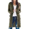 imagePRETTYGARDEN Long Sleeve Cable Knit Long Cardigan for Women 2024 Fall Winter Chunky Open Front Button Sweaters with PocketsArmy Green