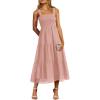 imagePRETTYGARDEN Womens Summer Smocked Midi Dress Ruffle A Line Long Flowy Dresses Cute Sleeveless Beach SundressPink