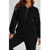 imagePRETTYGARDEN Long Sleeve Half Zip Sweatsuits Women 2 Piece Outfit Fall 2024 Casual Sweatshirt Sweatpants Lounge Set TracksuitBlack