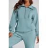 imagePRETTYGARDEN Long Sleeve Half Zip Sweatsuits Women 2 Piece Outfit Fall 2024 Casual Sweatshirt Sweatpants Lounge Set TracksuitBlue
