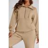 imagePRETTYGARDEN Long Sleeve Half Zip Sweatsuits Women 2 Piece Outfit Fall 2024 Casual Sweatshirt Sweatpants Lounge Set TracksuitKhaki