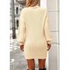 imagePRETTYGARDEN Women Sweater Dress 2024 Winter Long Puff Sleeve Turtleneck Ribbed Knit Oversized Pullover Winter Short DressApricot