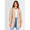 imagePRETTYGARDEN Womens Cardigan Sweaters Fall Clothes Open Front Cable Knit Oversized Winter Coats OuterwearBeige