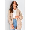 imagePRETTYGARDEN Womens Cardigan Sweaters Fall Clothes Open Front Cable Knit Oversized Winter Coats OuterwearBeige