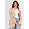 imagePRETTYGARDEN Womens Cardigan Sweaters Fall Clothes Open Front Cable Knit Oversized Winter Coats OuterwearBeige