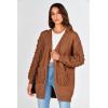 imagePRETTYGARDEN Womens Cardigan Sweaters Fall Clothes Open Front Cable Knit Oversized Winter Coats OuterwearCaramel