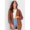 imagePRETTYGARDEN Womens Cardigan Sweaters Fall Clothes Open Front Cable Knit Oversized Winter Coats OuterwearCaramel