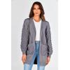 imagePRETTYGARDEN Womens Cardigan Sweaters Fall Clothes Open Front Cable Knit Oversized Winter Coats OuterwearGrey